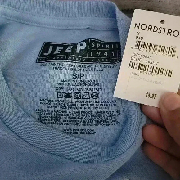 Philcos JEEP SPIRIT COTTON GRAPHIC T-SHIRT IN LIGHT BLUE Sz Small - Picture 4 of 4